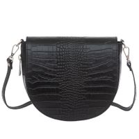 VERA PELLE torebka damska skórzana listonoszka kroko z paskiem V448 czarna
