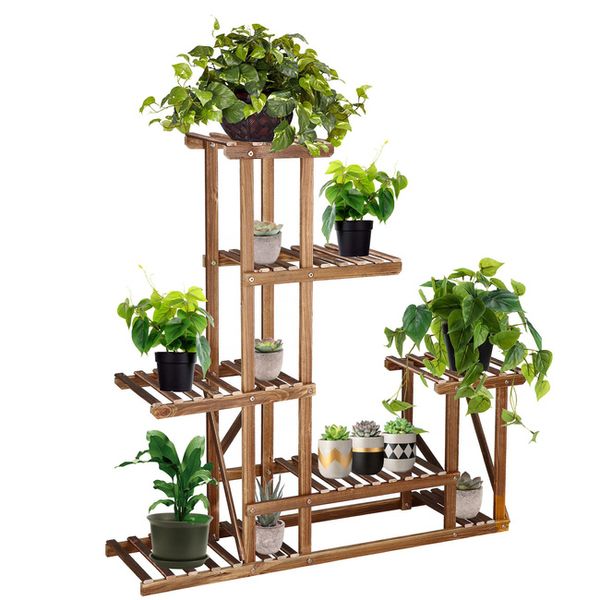 Kwietnik drewniany 95 cm stojak na kwiaty brązowy postarzany zdjęcie 1