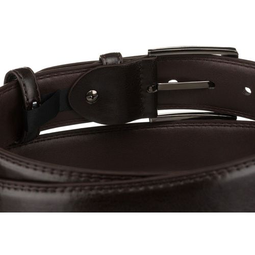 brązowy pasek męski ze skóry ekologicznej ze srebrną, klasyczną klamrą 135 na Arena.pl