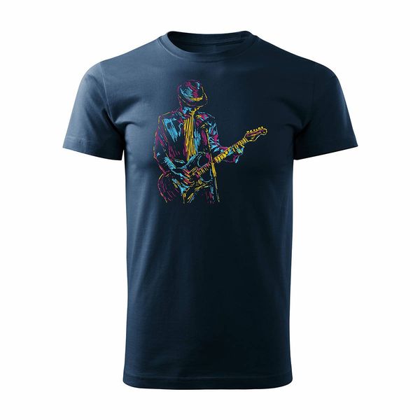 Koszulka rock rockowa jazz z gitarą dla gitarzysty męska granatowa REGULAR S zdjęcie 1