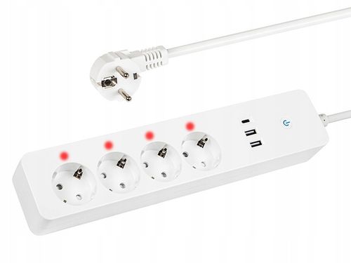 INTELIGENTNA LISTWA ZASILAJĄCA PRZEDŁUŻACZ 4 GN SMART USB-C WiFi TUYA na Arena.pl
