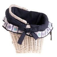 Wiklinowy Kosz Rowerowy Wybielany z Obszyciem 46x34 H23/28 cm uniwersalny