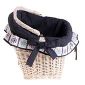 Wiklinowy Kosz Rowerowy Wybielany z Obszyciem 46x34 H23/28 cm uniwersalny