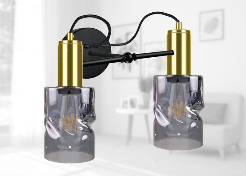 Kinkiet 2xE27 INGER BLACK/GOLD zdjęcie 2