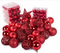 BOMBKI CHOINKOWE czerwone DUŻY ZESTAW NA ŚWIĘTA 100SZT DEKORACJE NIETŁUKĄCE