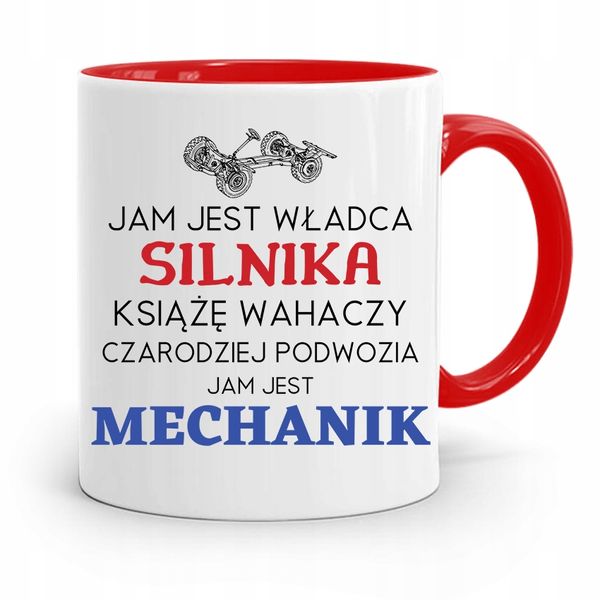 Kubek Czerwony Mechanika Jam Jest Władca Silnika Z Nadrukiem Ze Zdjęciem zdjęcie 1