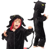 Piżama Dla Dzieci Dziecięca Kigurumi Onesie Smok Szczerbatek Czarny 105-115