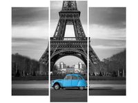 90 80CM OBRAZ T3 ELEM BŁĘKITNE AUTKO DRUK ŚCIENNY