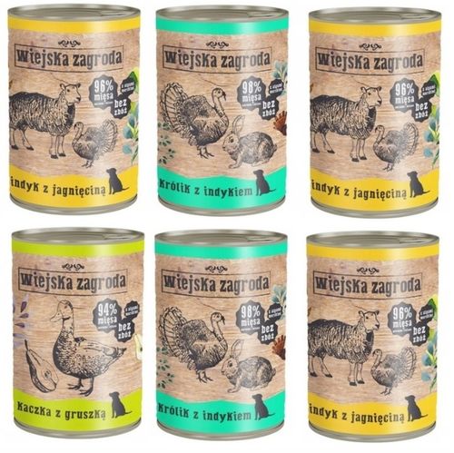 WIEJSKA ZAGRODA KARMA MOKRA MIX SMAKÓW 6x400G na Arena.pl