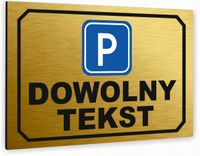 Tabliczka znak informacyjny 40x30 Złota PARKING DOWOLNY TEKST Nierdzewna