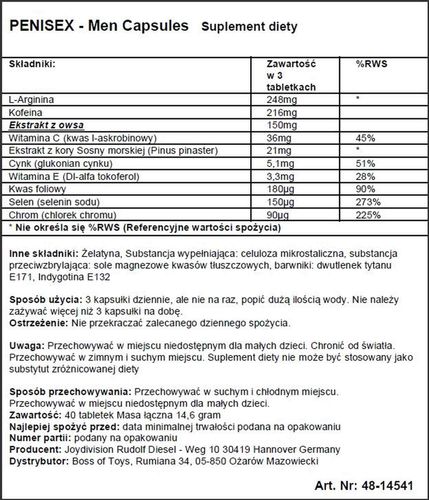 Supl.diety-Penisex - Men Capsules, 40 Capsules na Arena.pl