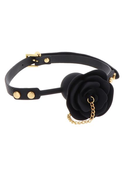 Rose Ball Gag With Plug Black zdjęcie 11