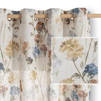 Zasłona 135x250 FLOSI len wzór kwiaty beż przelotki boho RESTILO