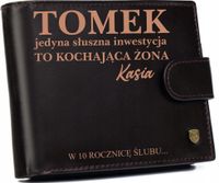Portfel męski skórzany GRAWEROWANY prezent na rocznicę dla męża