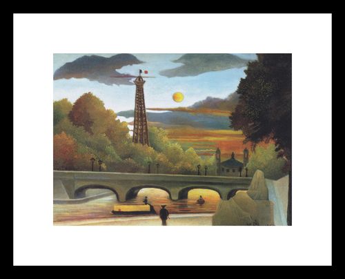 Plakat 18x13cm Seine and Eiffel Tower, Rousseau Vintage do Salonu na Arena.pl