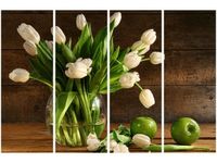 OBRAZ BUKIET JASNYCH TULIPANÓW KWIATY