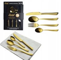 ZESTAW SZTUĆCÓW 16 el komplet sztućce pudełko proste nowoczesne złote