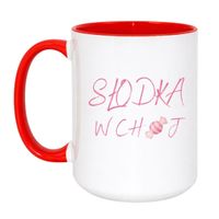 KUBEK "SŁODKA W CHUJ" Wzór - Duży Biało-Czerwony 450 ml