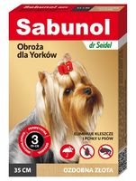 Obroża na pchły i kleszcze dla yorka - działa 90 dni Sabunol złota 35cm