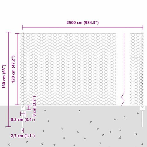 Ogrodzenie z słupkami Srebrny 1.2 x 25 m Stal na Arena.pl