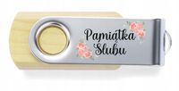 Pendrive ślubny drewniany z nadrukiem pamiątka weselny z imionami datą