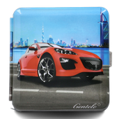 Metalowa Papierośnica Z Motywem Czerwonego Auta Gentelo 9x9 Cm