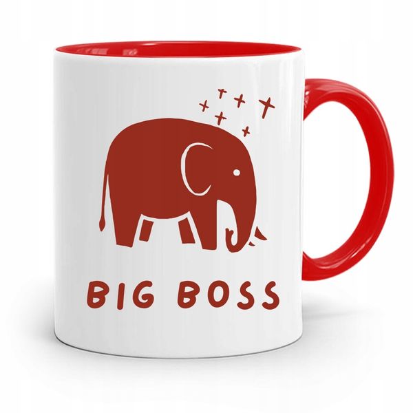 Kubek Czerwony Dla Szefa Big Boss Prezent Z Nadrukiem Ze Zdjęciem zdjęcie 1