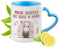 Kotki Kotek Kot Kubek Błękitny Z Uszkiem W Kształcie Serca Na Prezent