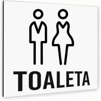 Tabliczka NAPIS TOALETA BIAŁA Tablica nierdzewna PIKTOGRAM ALUMINIUM