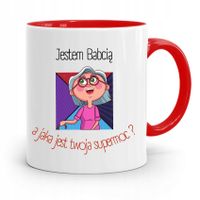 Kubek Czerwony Dla Babci Jestem Babcią Z Nadrukiem Ze Zdjęciem