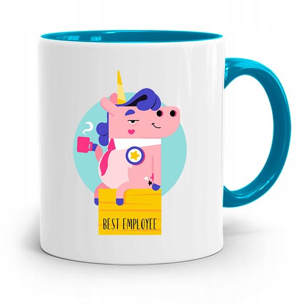 Pracownika Kubek Błękitny Best Employee Z Nadrukiem Ze Zdjęciem zdjęcie 1