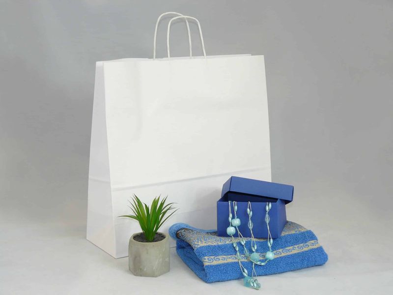 Torba papierowa biała 40 x 14 x 40 cm zdjęcie 3