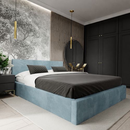 ŁÓŻKO TAPICEROWANE DO SYPIALNI 120x200 ŁÓŻKO PODWÓJNE Z POJEMNIKIEM MORSKIE na Arena.pl