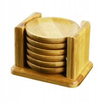 ZESTAW 6x PODKŁADKA PODSTAWKA BAMBUSOWA POD KUBEK FILIŻANKĘ DO HERBATY