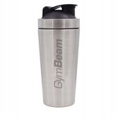 DUŻY SZEJKER BIDON SPORTOWY STALOWY DO ODŻYWEK - GymBeam 750 ml szary