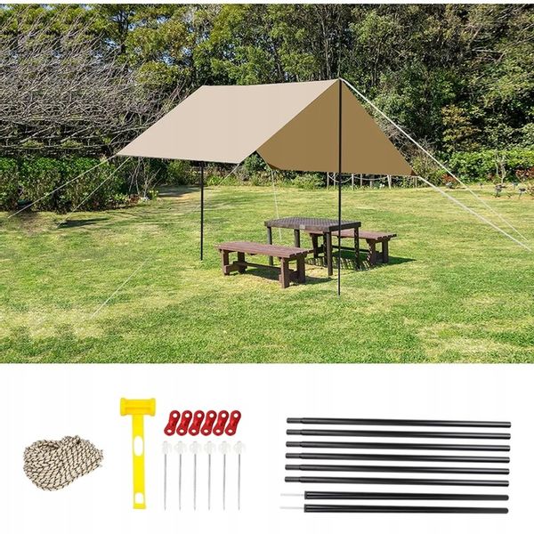 Tarp turystyczny wodoodporny 3x3M Markiza Anty-UV Ogród przydomowy Patio zdjęcie 6