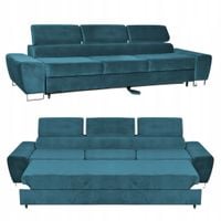 Sofa kanapa 3 os rozkładana z f. spania Bosso Family meble niebieski welur