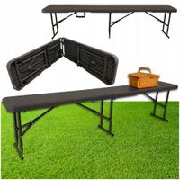 ŁAWKA RATTANOWA SKŁADANA ŁAWECZKA OGRODOWA CATERINGOWA 183 cm WALIZKA DŁUGA