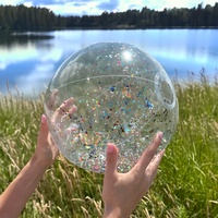 Piłka Plażowa Dmuchana Cekinowa Na Basen 40Cm Multikolor