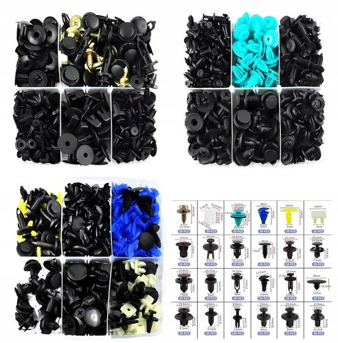 SPINKI KLIPSY KOŁKI DO AUTA TAPICERKI SAMOCHODOWE 900 SZTUK 5x NARZĘDZIA na Arena.pl