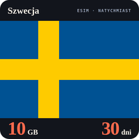 Karta eSIM Internet Szwecja 10 GB na 30 dni - bez rejestracji