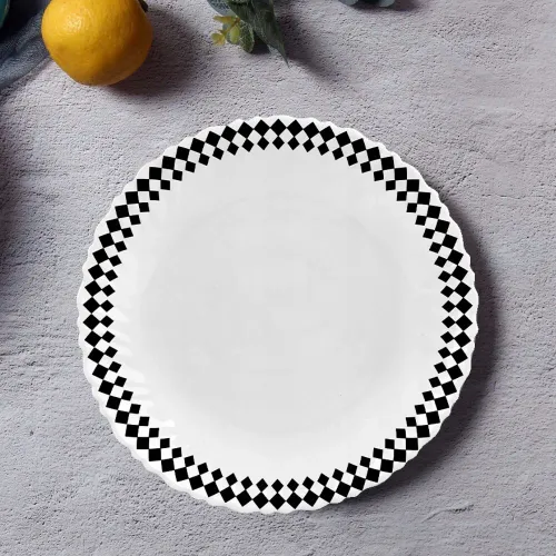 SERWIS OBIADOWY 18 ELEM DLA 6 OSÓB KPL TALERZY ZE ZDOBIENIEM W ROMBY SZKŁO na Arena.pl