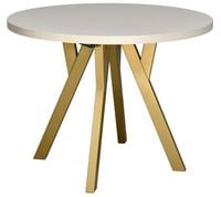 Duży okrągły stół 100 cm nierozkładany blat KASZMIR nogi ZŁOTE do jadalni