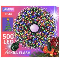 LAMPKI CHOINKOWE 500 LED STAŁE + FLASH ZEWNĘTRZNE BŁYSK IP44 MULTIKOLOR