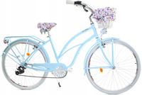 Rower Dallas Cruiser 28" 7spd Lady Alu - niebieski z białym, koszem i wyściółką