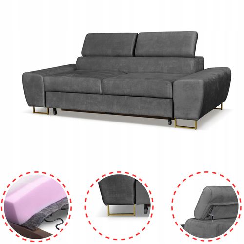 Zestaw mebli wypoczynkowych salonu Bosso Sofa 2os fotele szare na Arena.pl