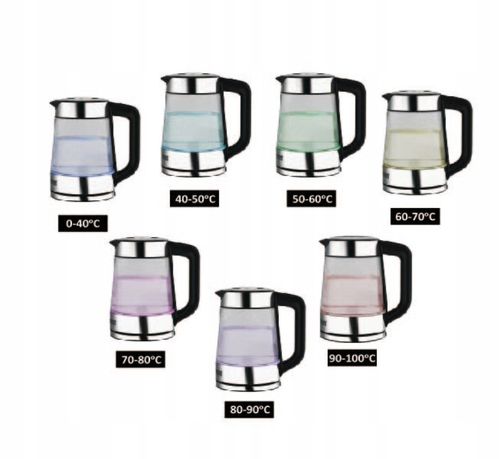 CZAJNIK ELEKTRYCZNY SZKLANY 1,7L 2200W REGULACJA TEMPERATURY LED LCD na Arena.pl