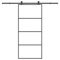 Drzwi przesuwne z osprzętem, 90x205 cm, szkło ESG i aluminium