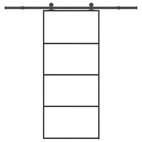 Drzwi przesuwne z osprzętem, 90x205 cm, szkło ESG i aluminium na Arena.pl