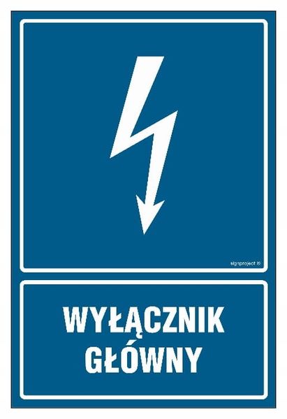 Wyłącznik Główny 10 X 15 Cm, Znak Płyta Niebieska zdjęcie 1